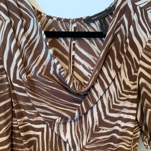BCBG MAX AZRIA 100% silk brown/cream zebra print dress. Size US S. - Picture 4 of 12